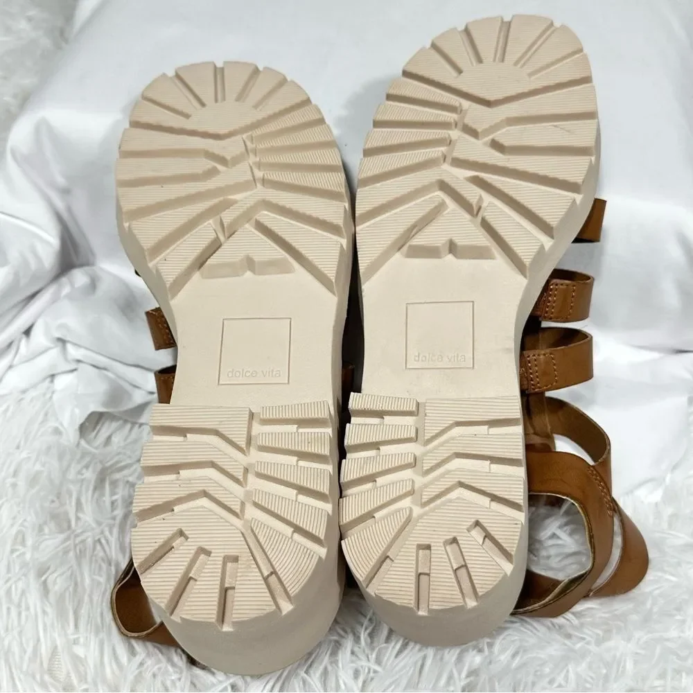 Dolce Vita Lillia Brown Block Heel Gladiator Sandals Chunky Lug Sole Platform 10